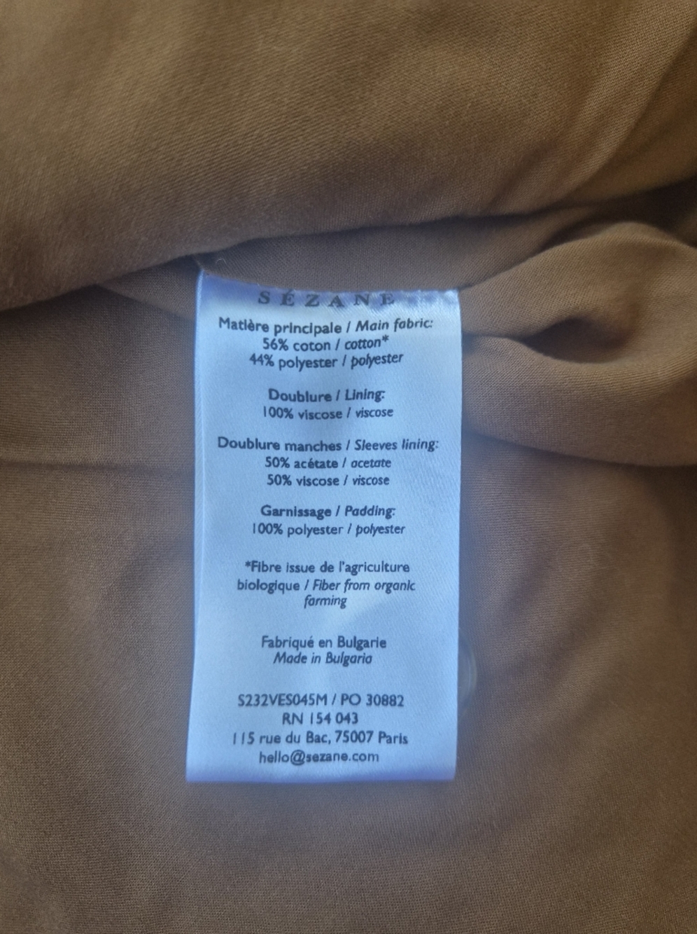 *NWT* [Sezane] Will Jacket In Camel Velvet, Size M - Picture 8 of 10